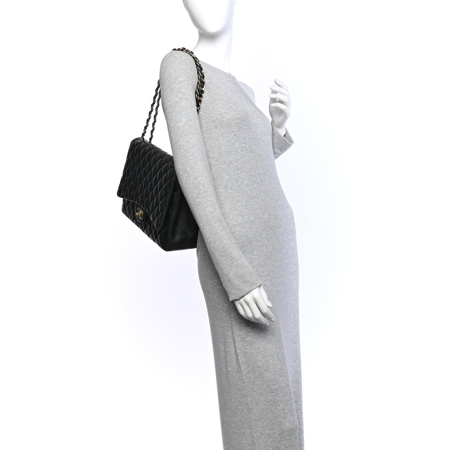 Lambskin Quilted Maxi Double Flap Black