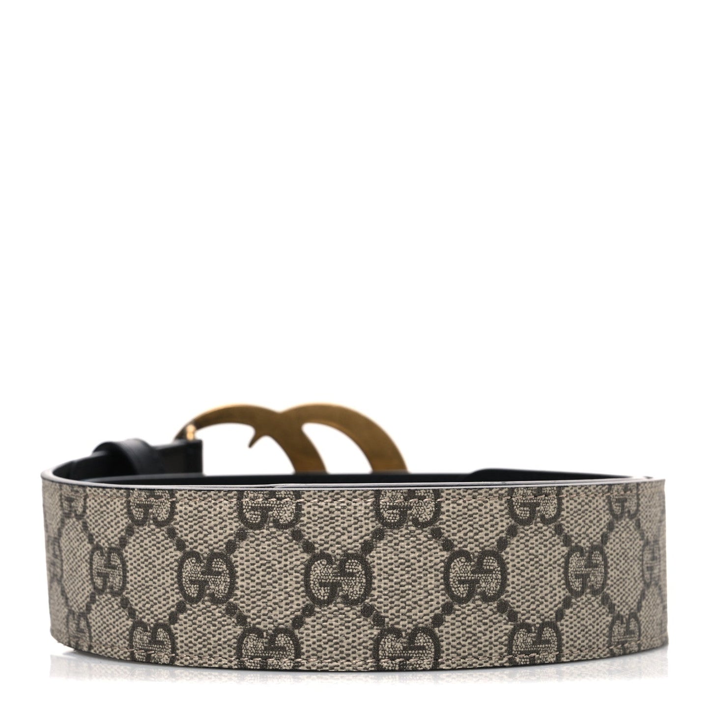GG Supreme Monogram Matte Plutone Calfskin Double G 40mm Belt 75 30 Beige Ebony Black