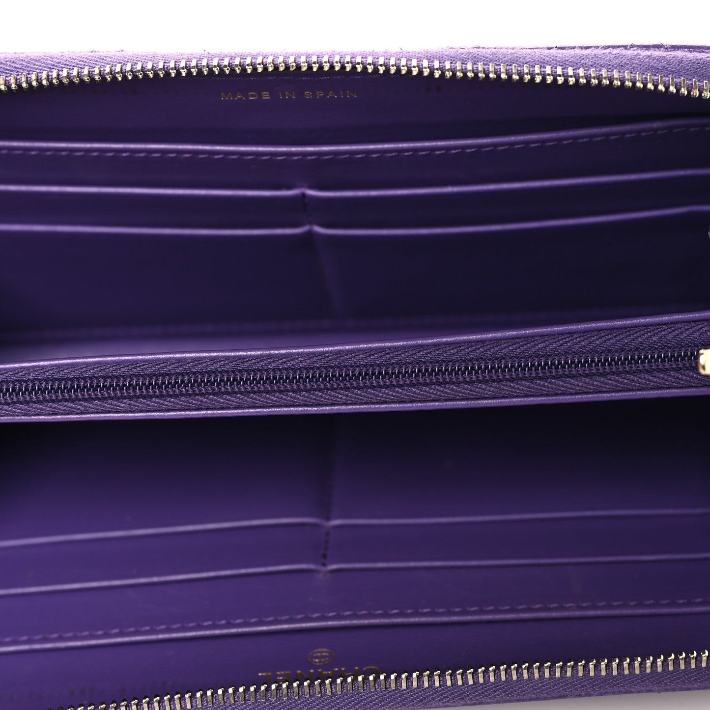 Caviar Quilted Large Gusset Zip Around Wallet Purple