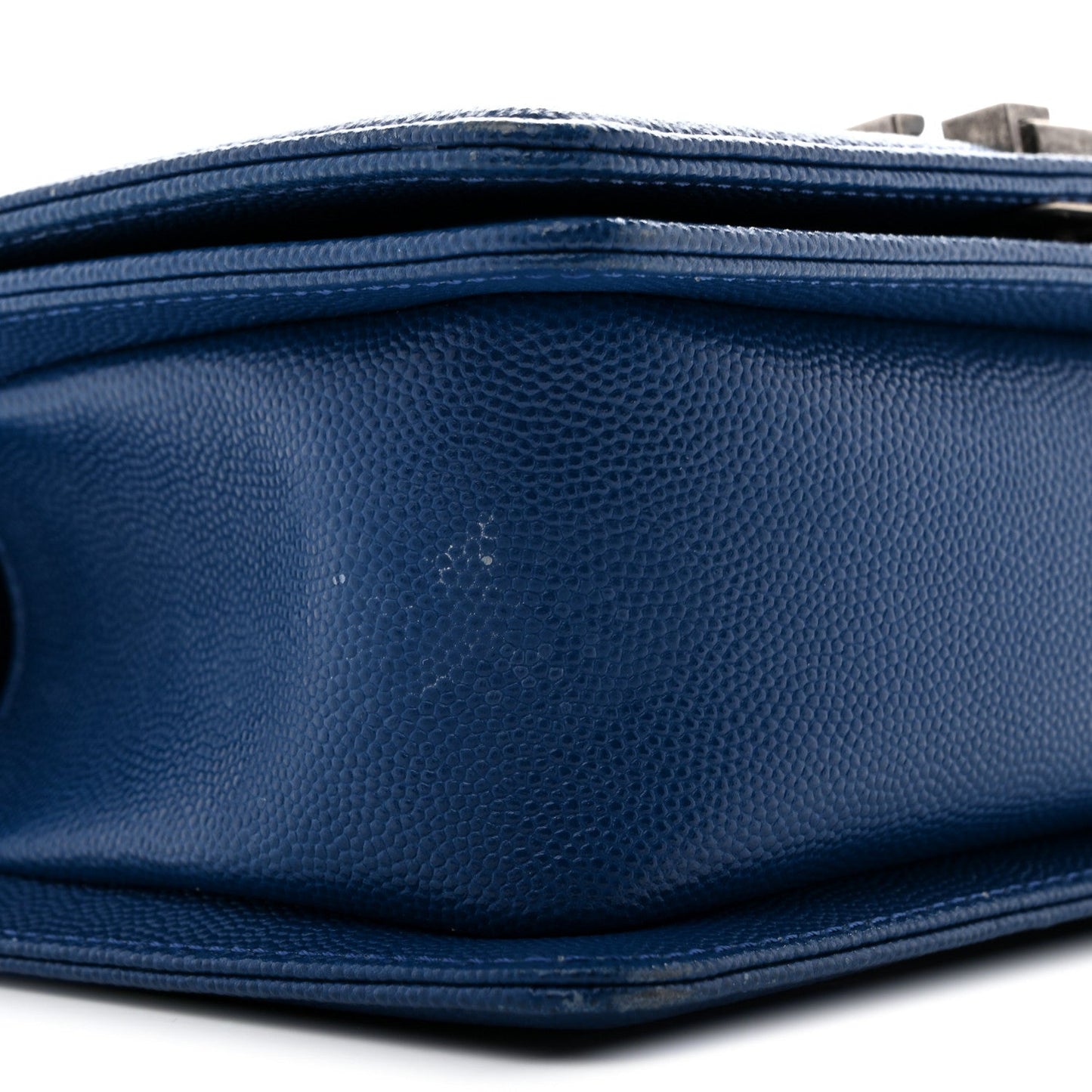 Caviar Quilted Small Boy Flap Dark Blue