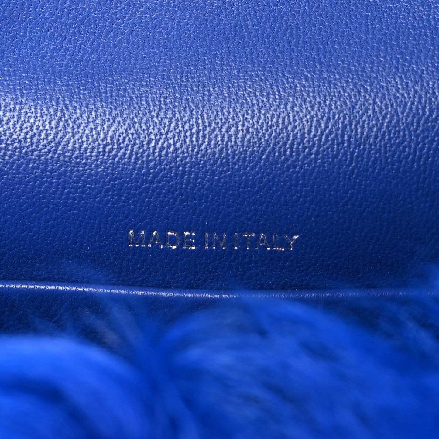 Shearling Lambskin CC Hook Card Holder Blue