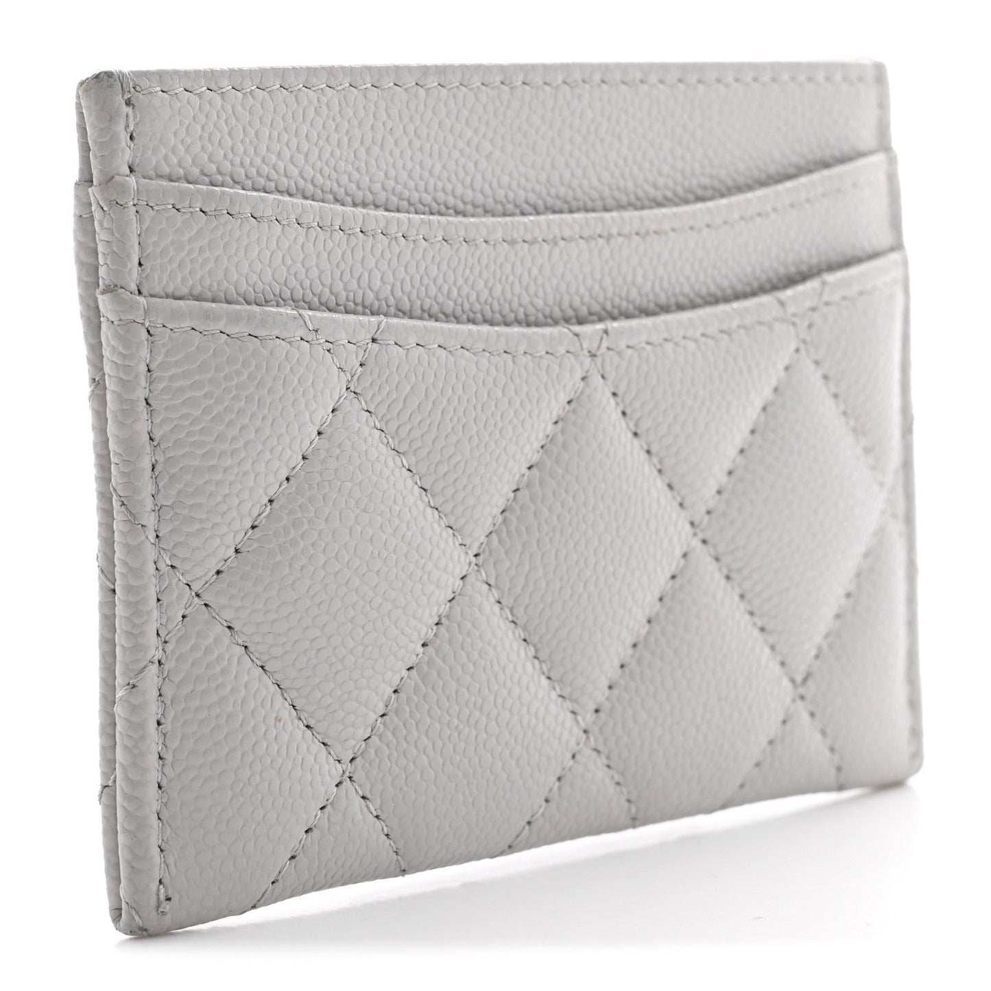 Caviar Quilted Card Holder Grey