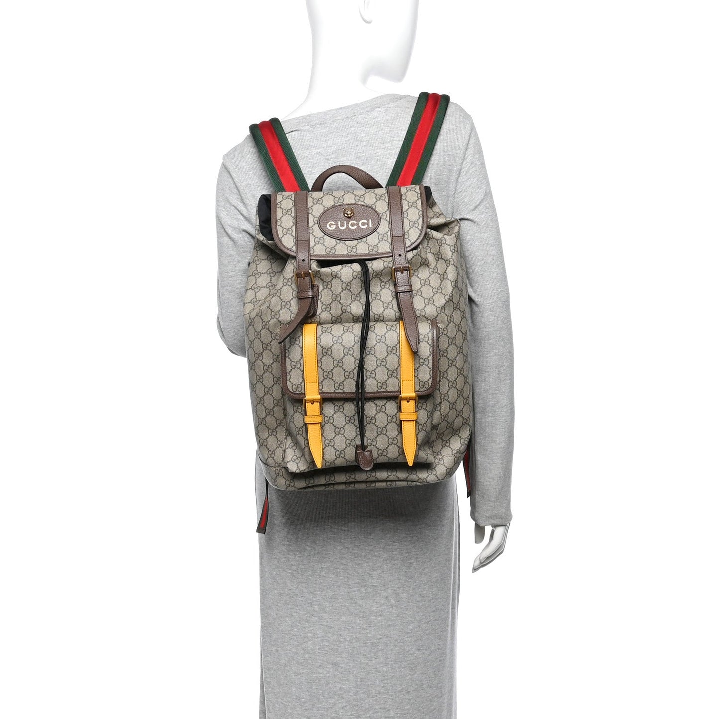 Soft GG Supreme Monogram Neo Vintage Double Buckle Backpack Beige New Acero Crop