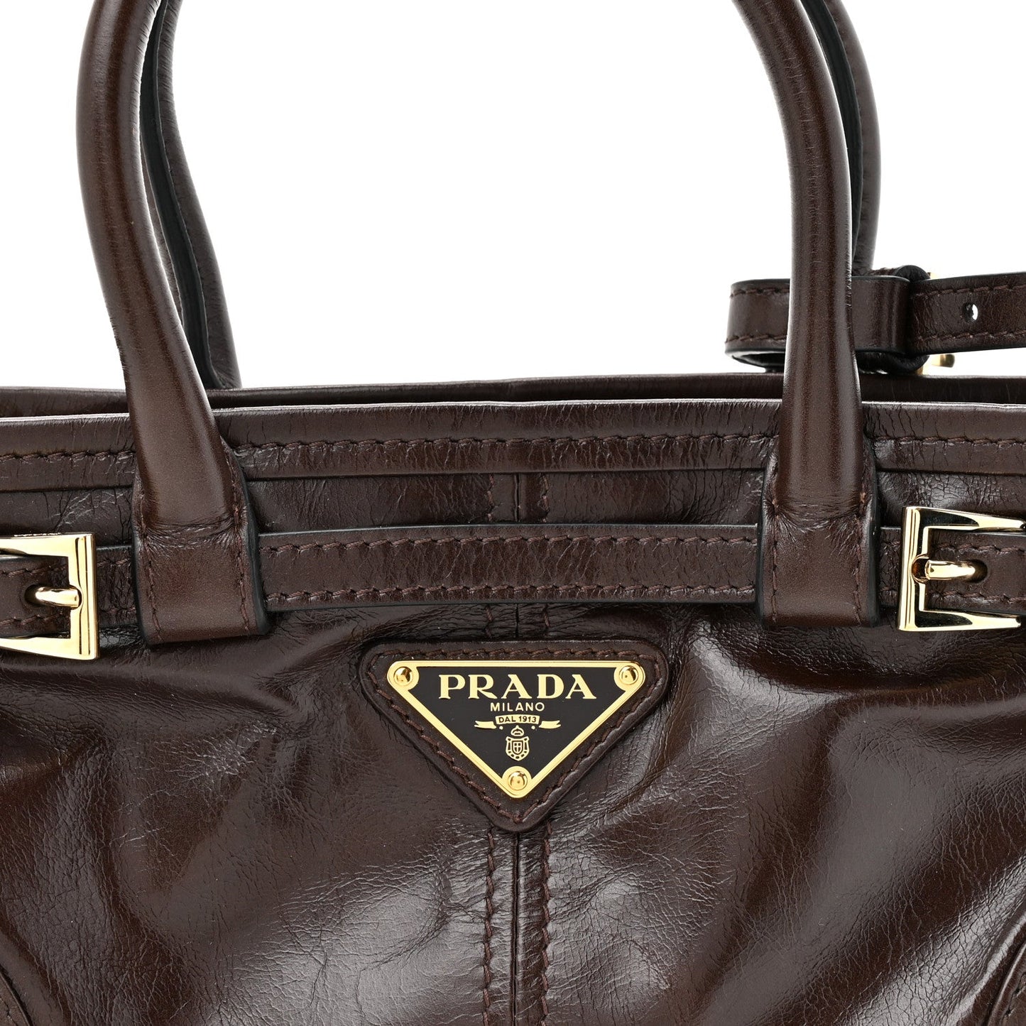 Glossy Calfskin Triangle Mini Bonnie Shoulder Bag Moro