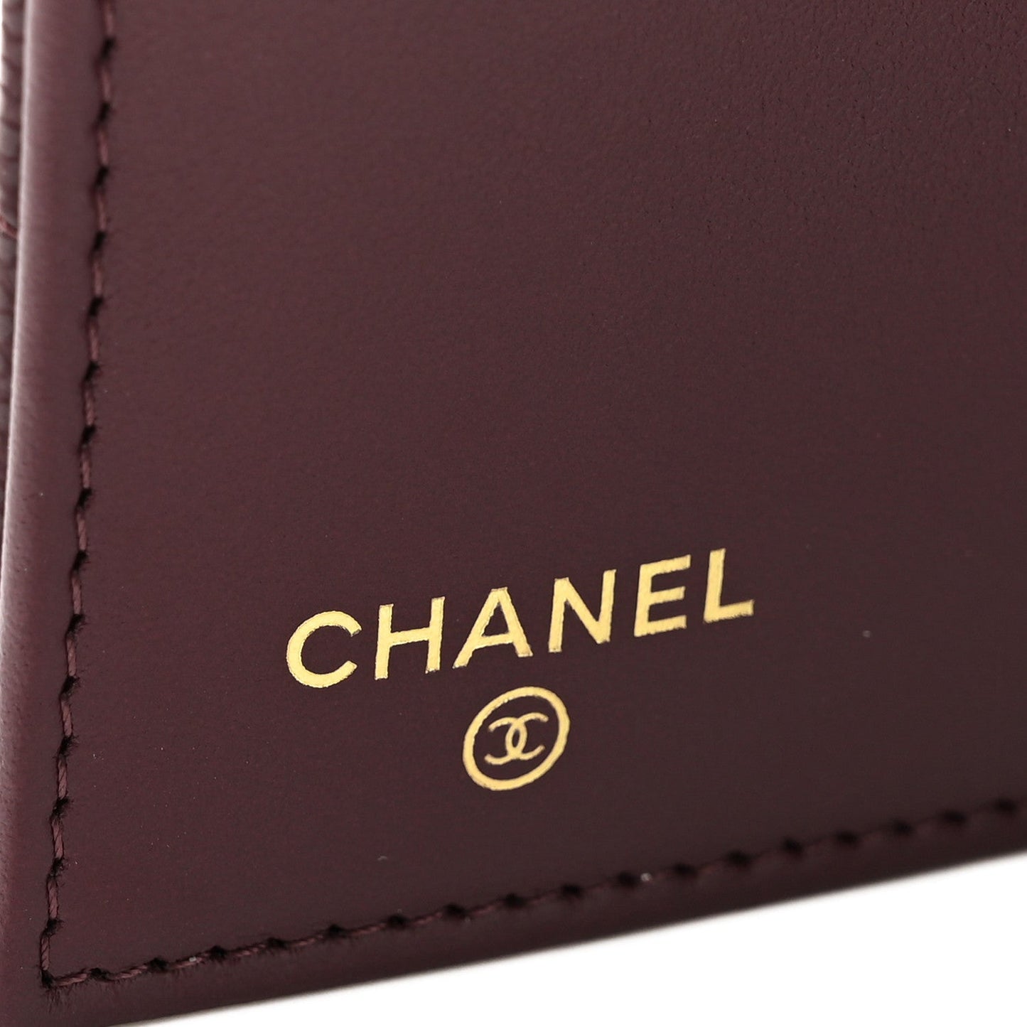 Caviar Quilted Chain Embossed CC Medium Flap Wallet Dark Burgundy