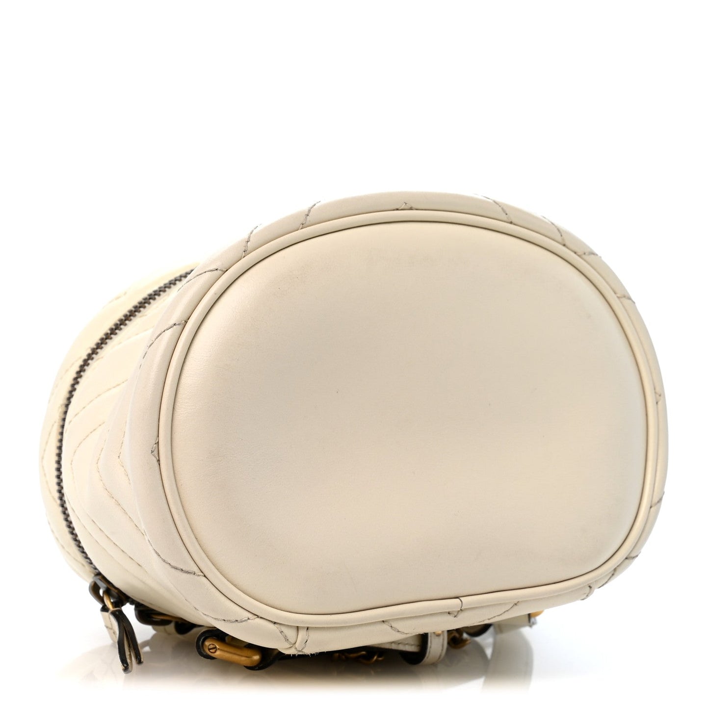 Calfskin Matelasse Mini GG Marmont Round Backpack White