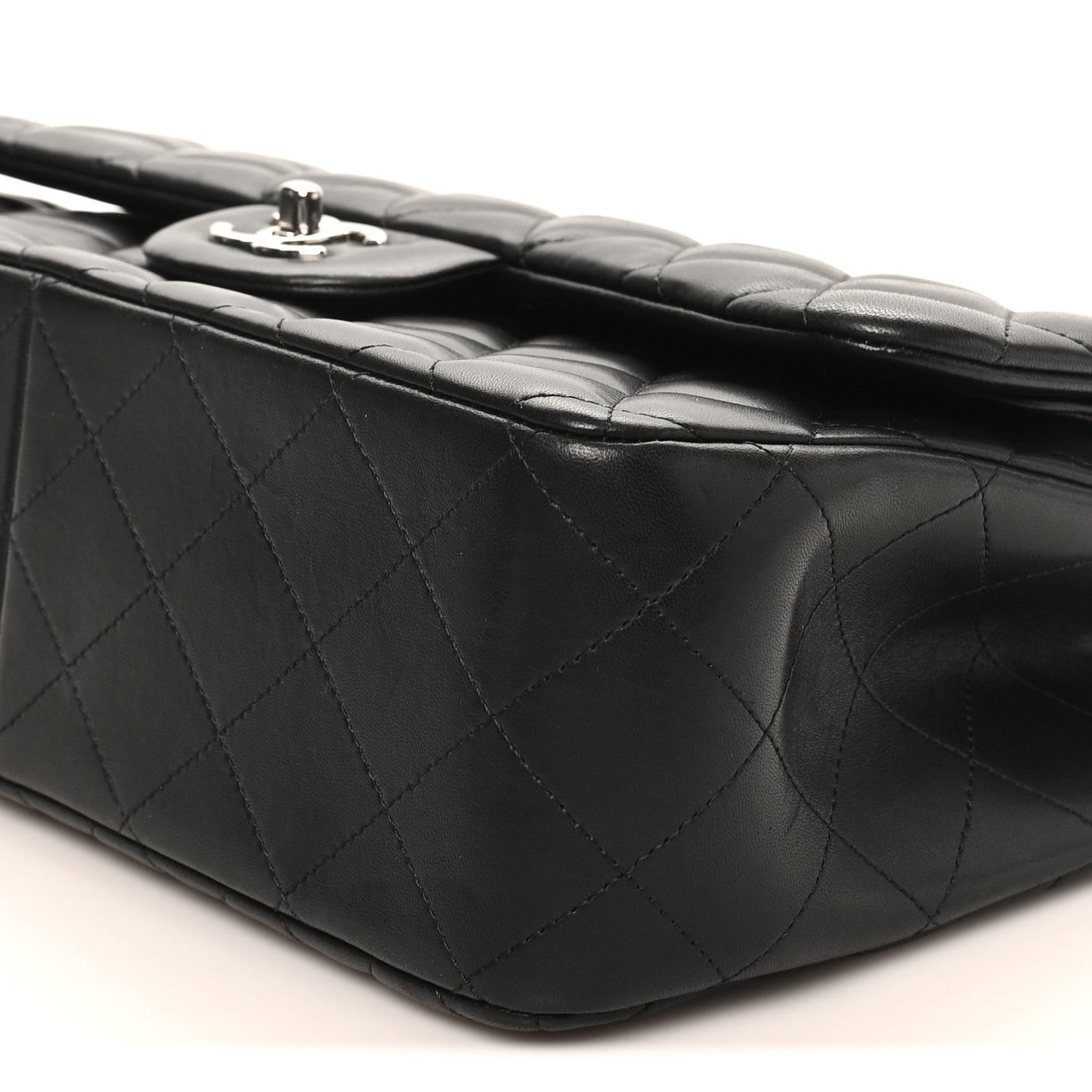 Lambskin Quilted Jumbo Double Flap Black