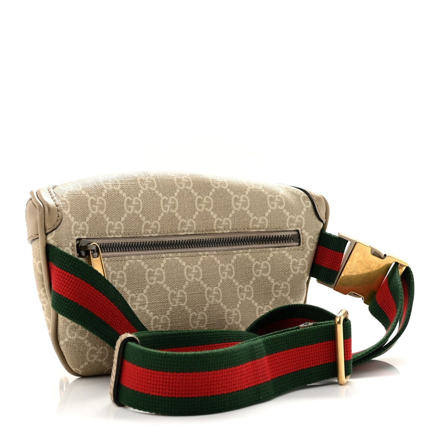 GG Supreme Monogram Textured Calfskin Web Retro Interlocking G Belt Bag Beige Mystic White Oatmeal