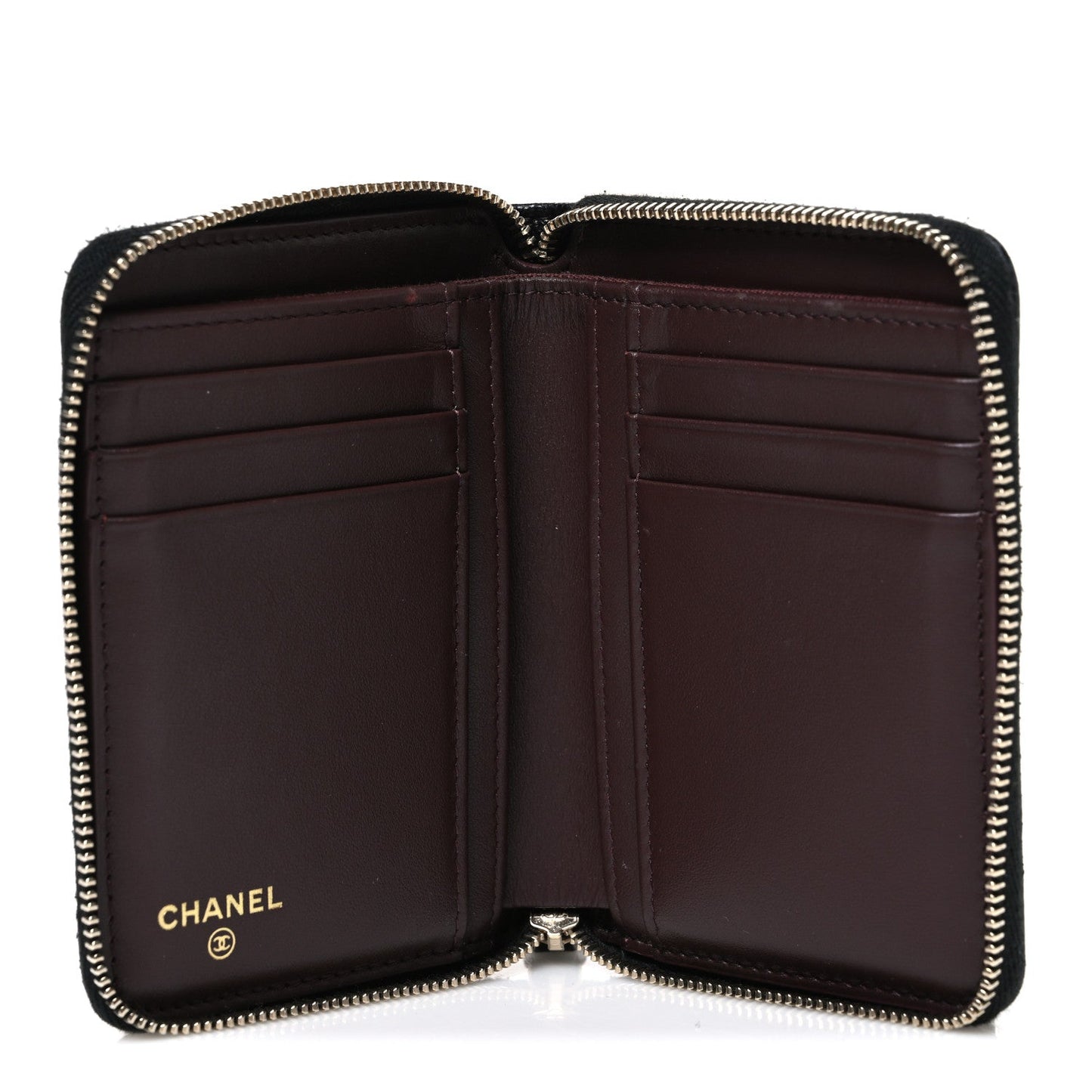 Caviar Quilted Small Zip Around Wallet Black