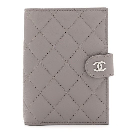 Caviar Quilted Passport Holder Grey