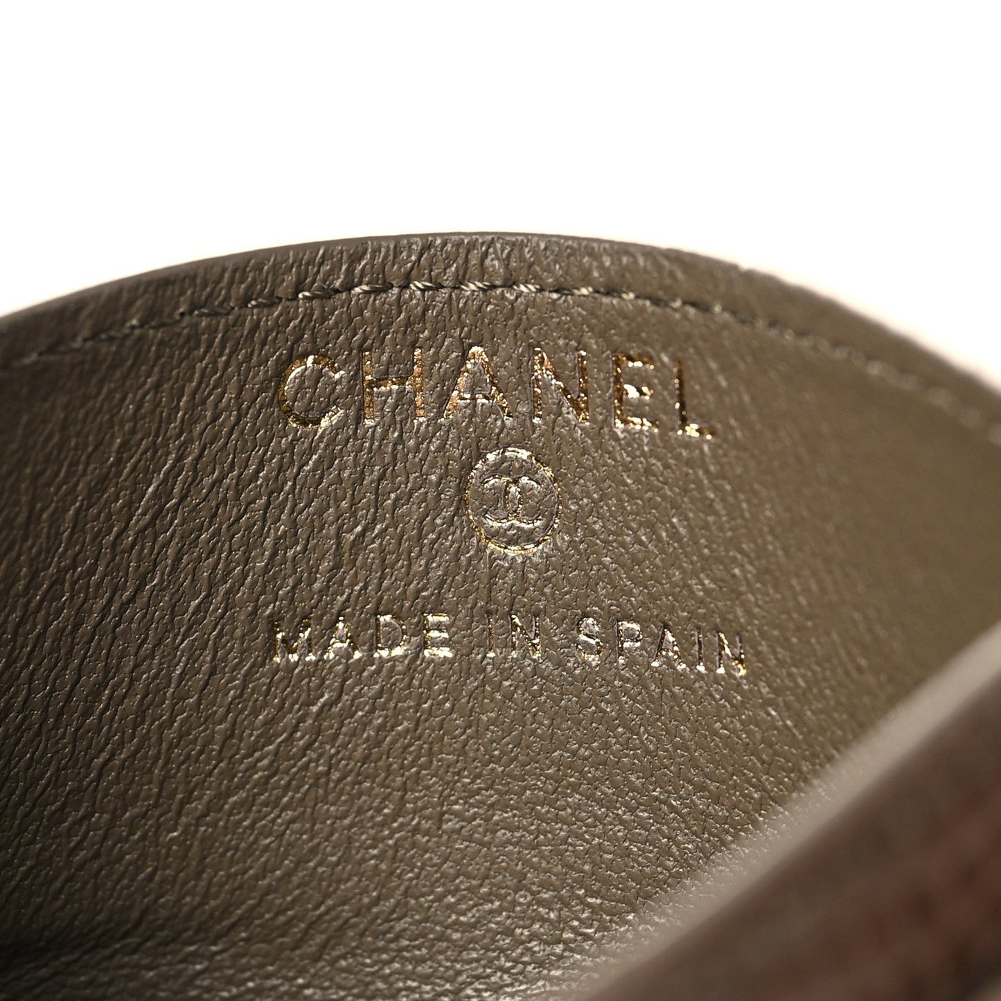Calfskin Lizard Embossed Card Holder Dark Khaki