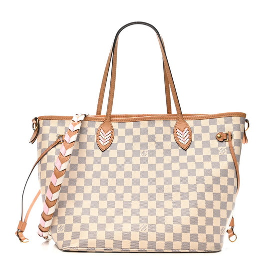 Damier Azur Braided Neverfull MM Orange