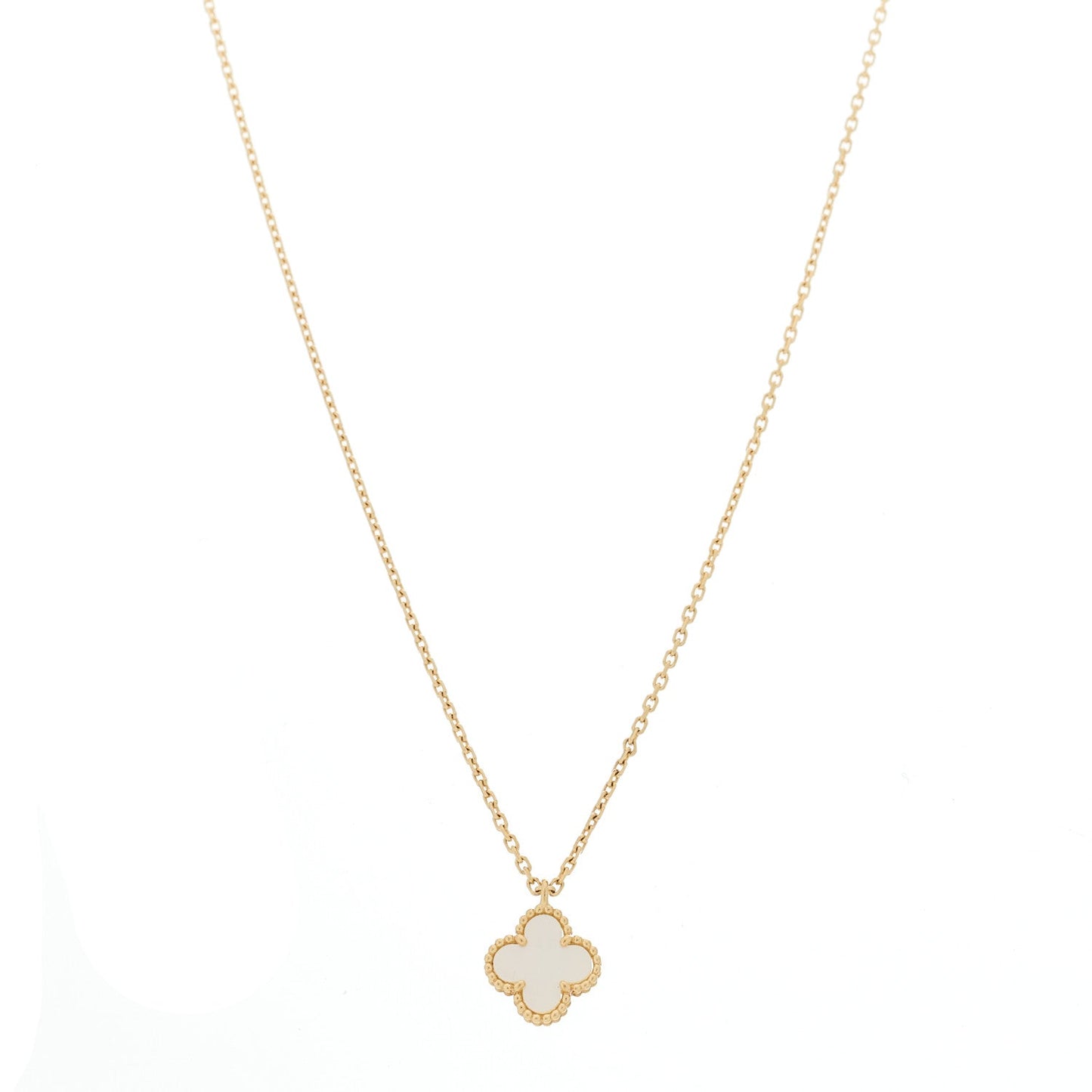 18K Yellow Gold Mother of Pearl Sweet Alhambra Pendant Necklace