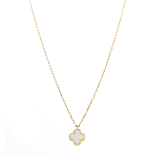 18K Yellow Gold Mother of Pearl Sweet Alhambra Pendant Necklace