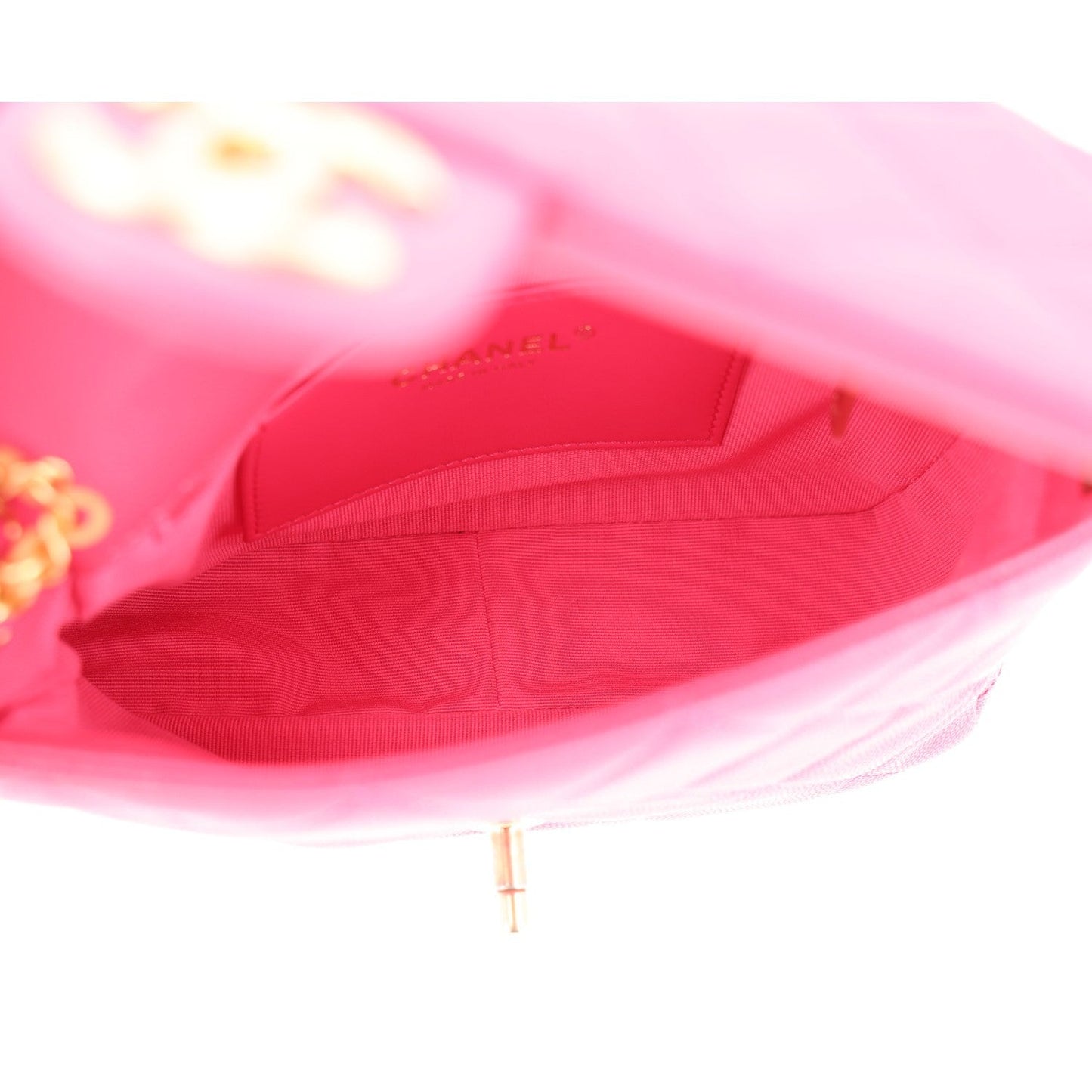 Shiny Caviar Quilted Chain Sunset Mini Flap Pink
