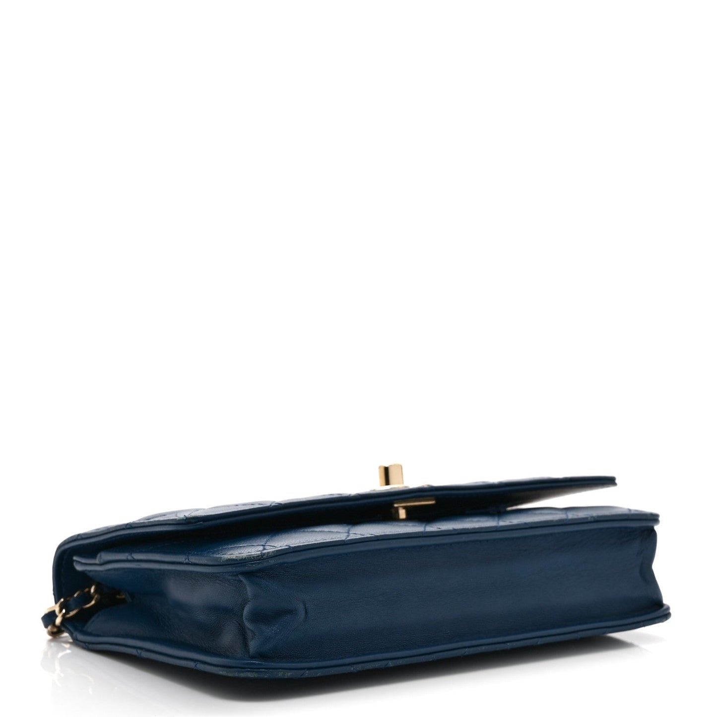 Lambskin Quilted Trendy CC Wallet On Chain WOC Blue