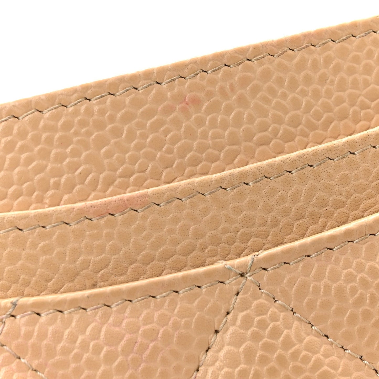 Caviar Quilted Card Holder Beige