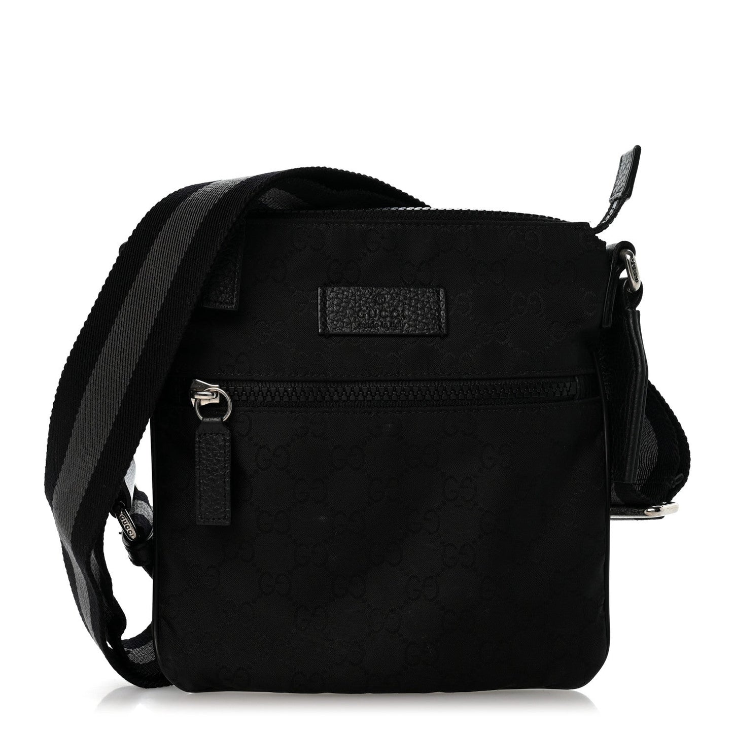 Nylon Monogram Mini Flat Messenger Bag Black