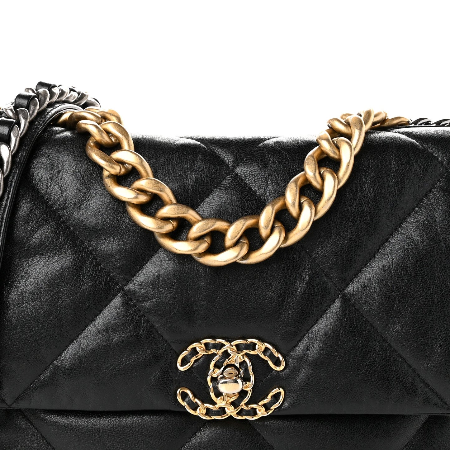 Lambskin Quilted Large Chanel 19 Flap Black