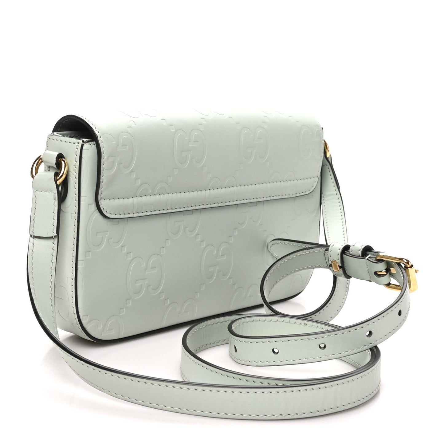 Calfskin GG Super Mini Shoulder Bag Pale Green