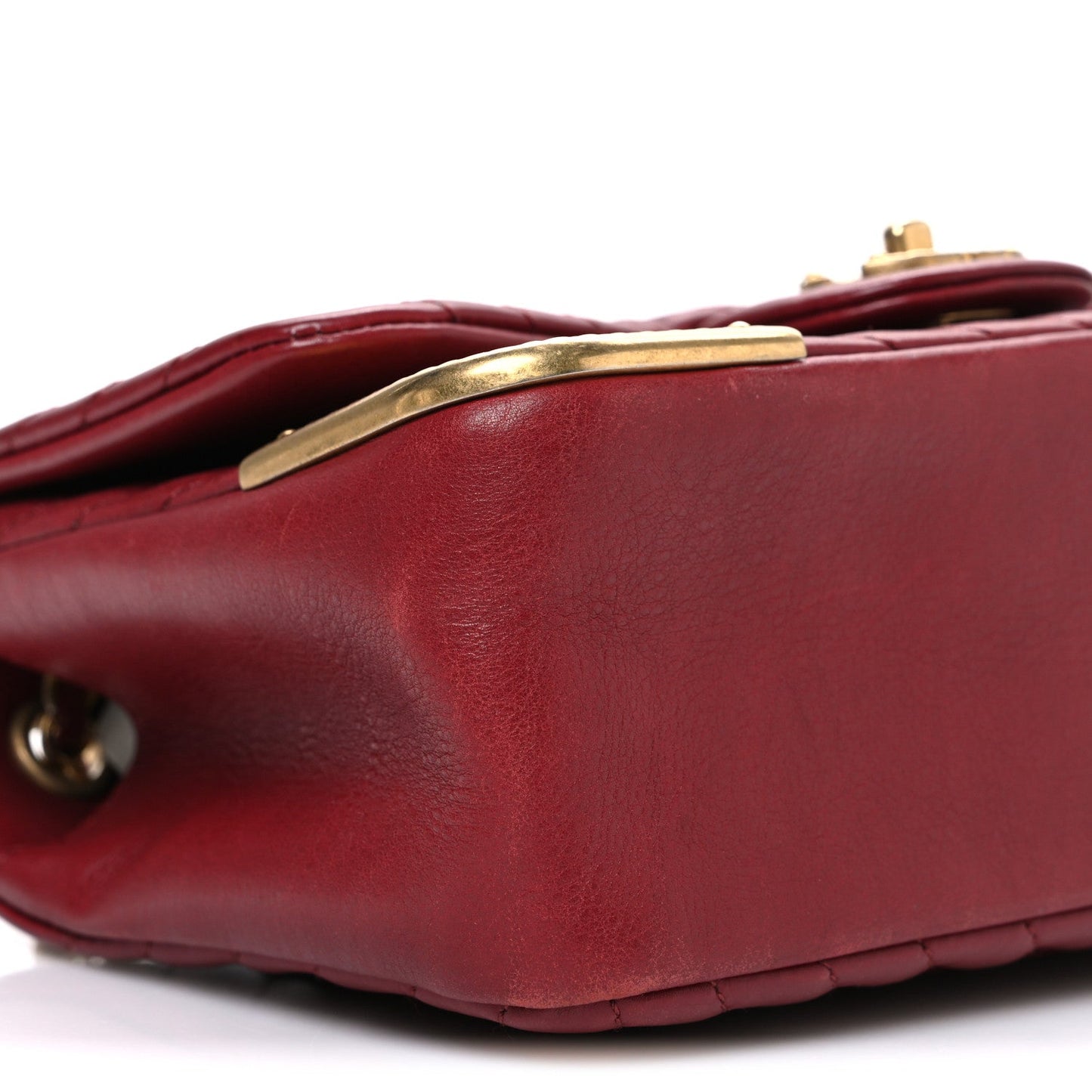 Calfskin Chevron Quilted Mini Rock The Corner Flap Red