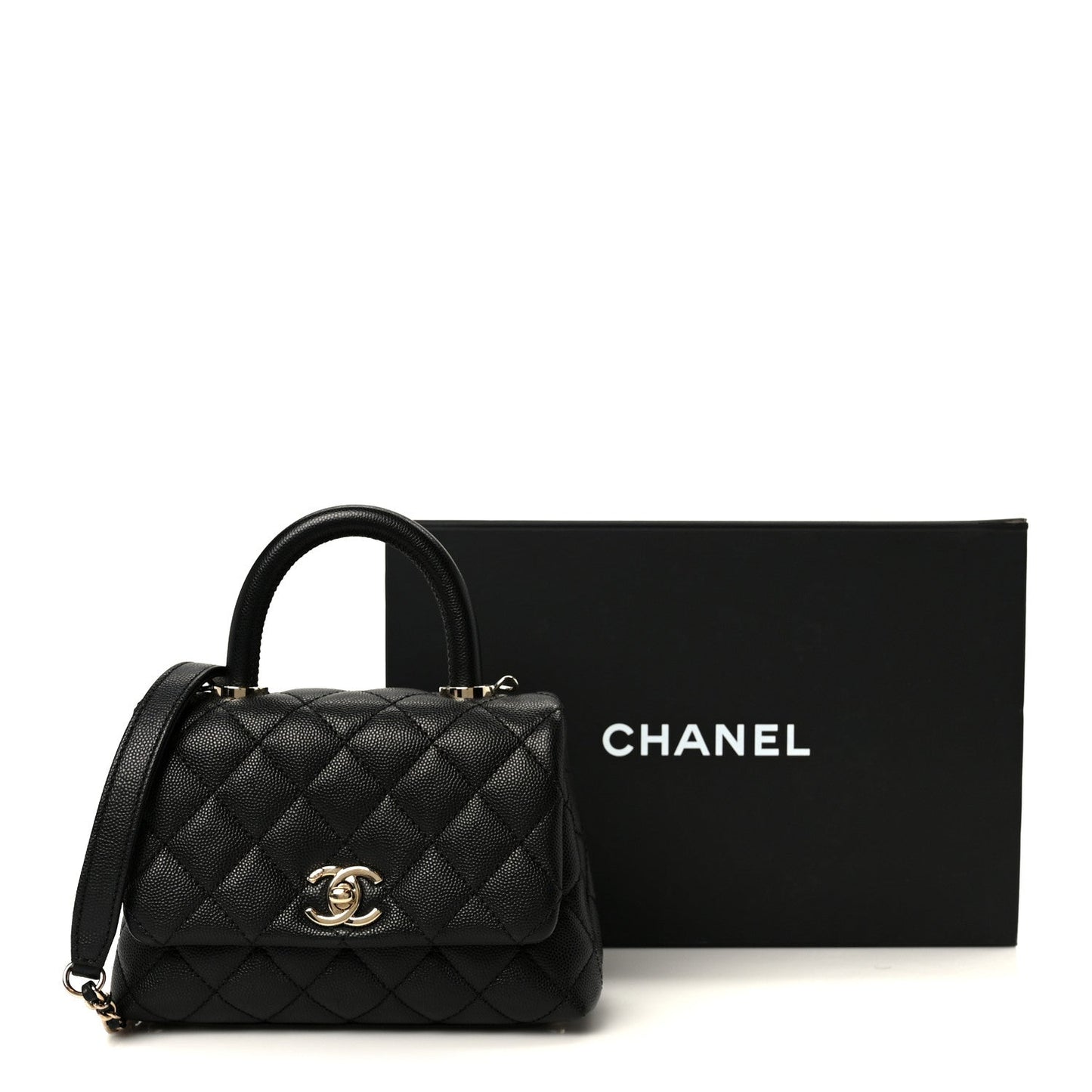 Caviar Quilted Extra Mini Coco Handle Flap Black