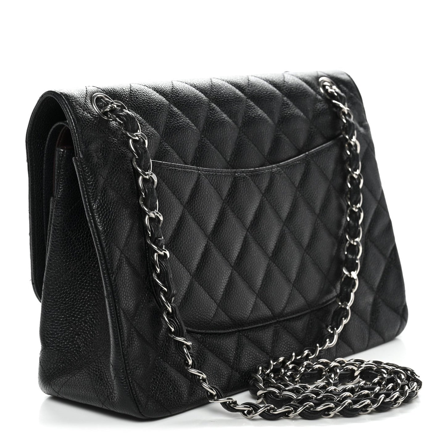 Caviar Quilted Jumbo Double Flap Black