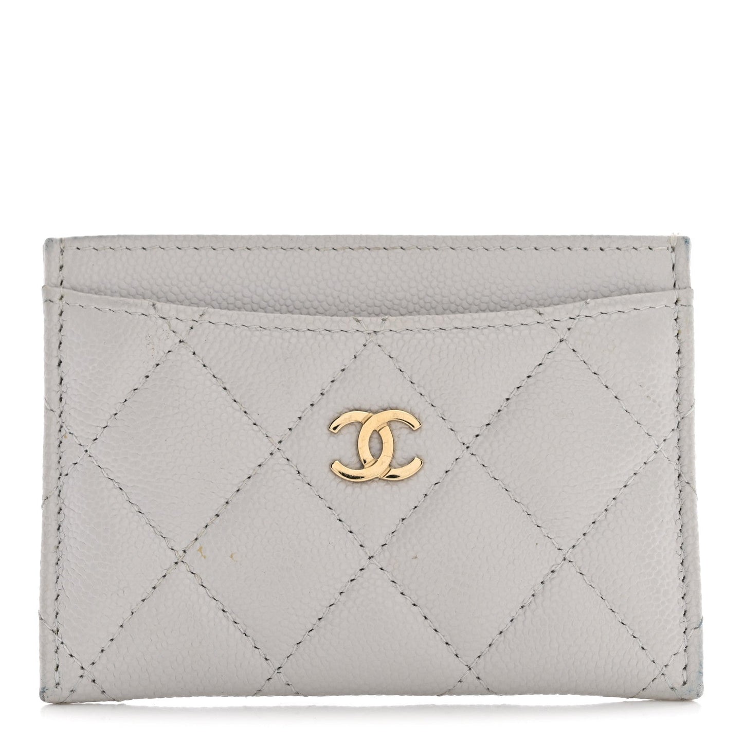 Caviar Quilted Card Holder Grey
