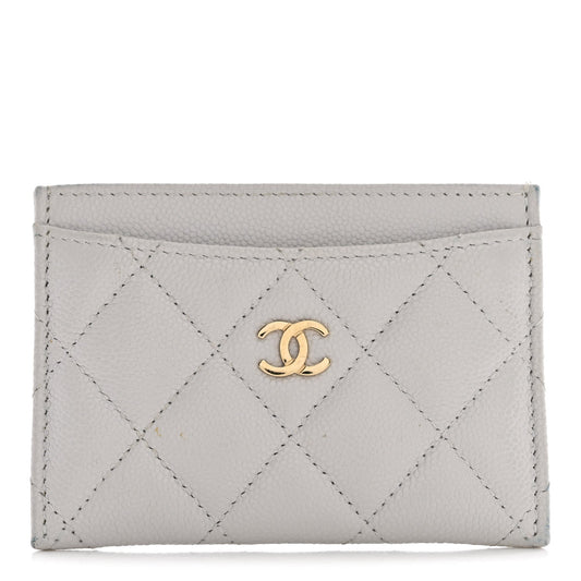 Caviar Quilted Card Holder Grey