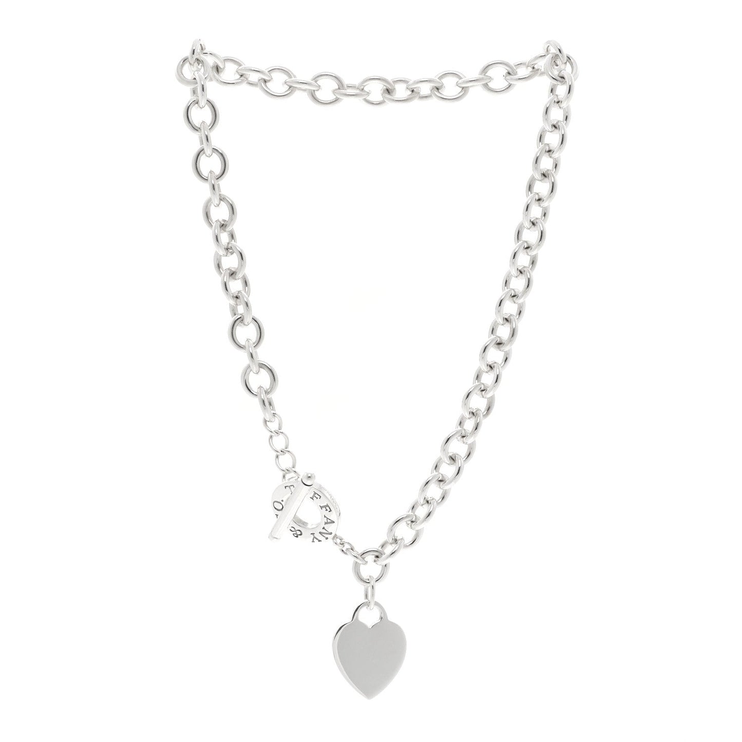 Sterling Silver Heart Tag Toggle Necklace