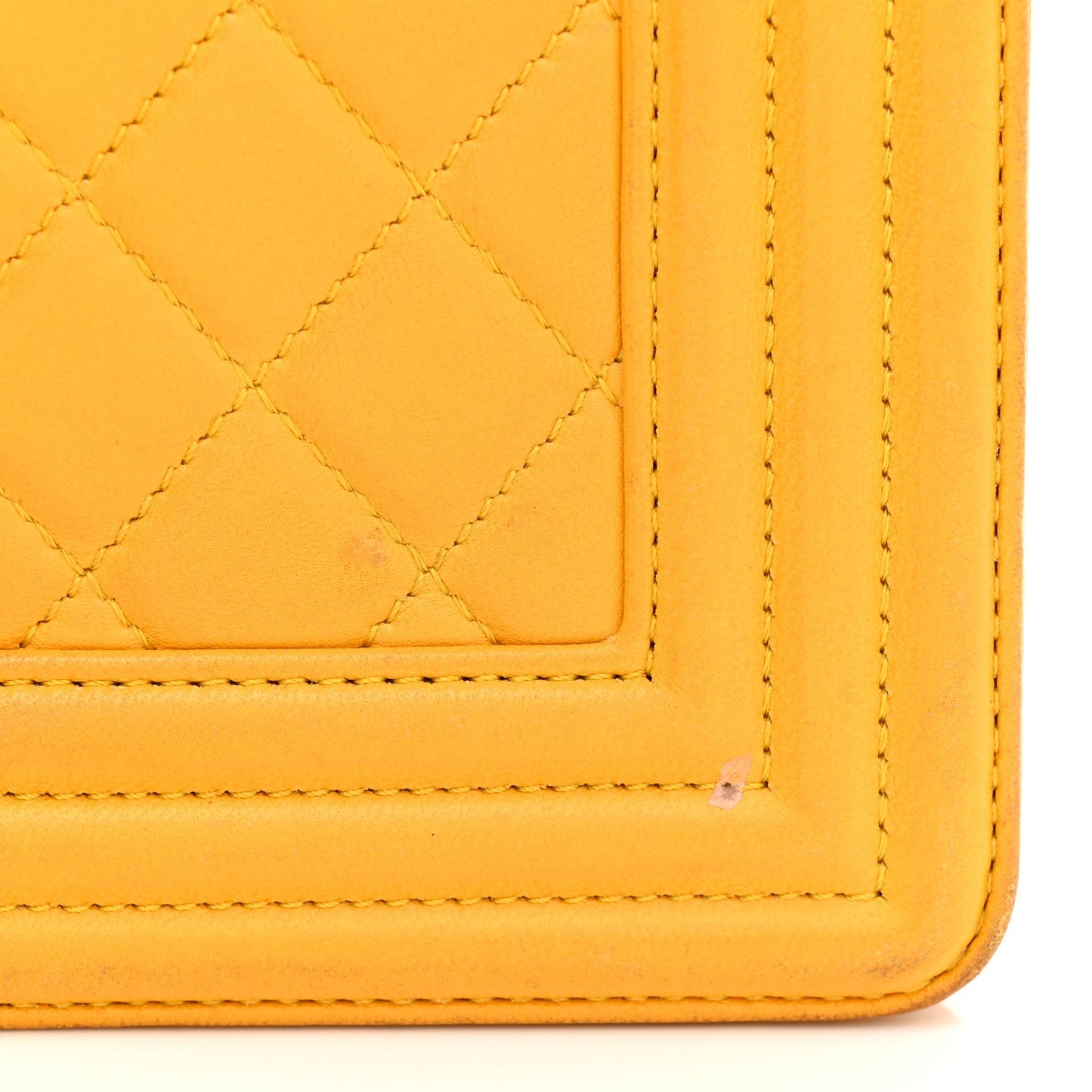 Lambskin Quilted Medium Boy Flap Yellow