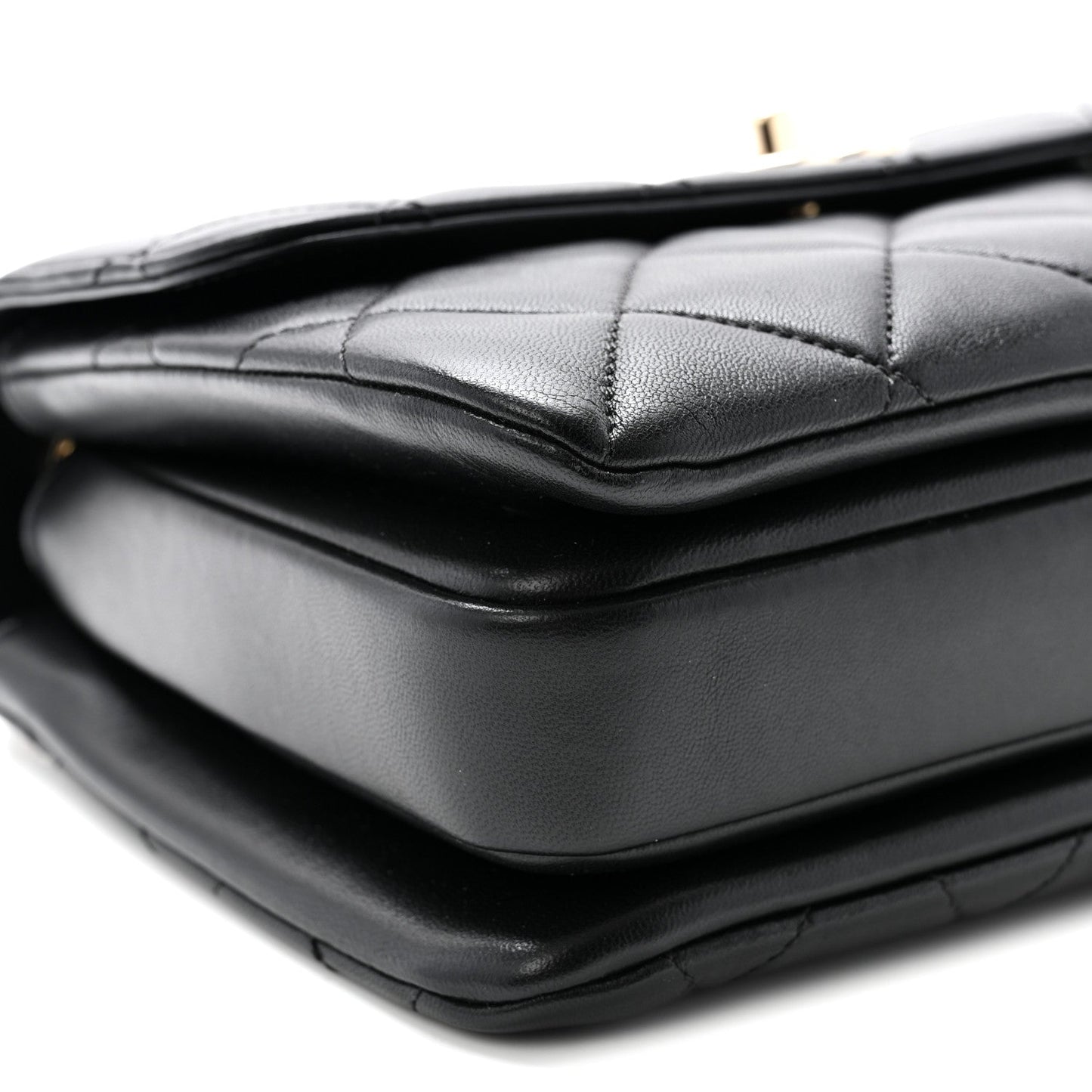 Lambskin Quilted Small Trendy CC Dual Handle Flap Bag Black