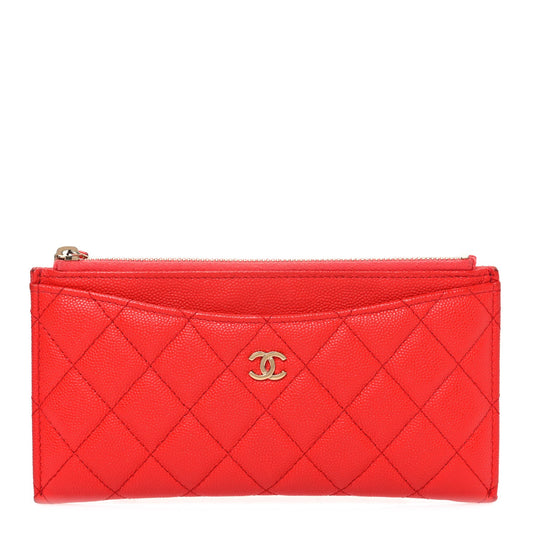 Caviar Quilted Classic Zip Pouch Red