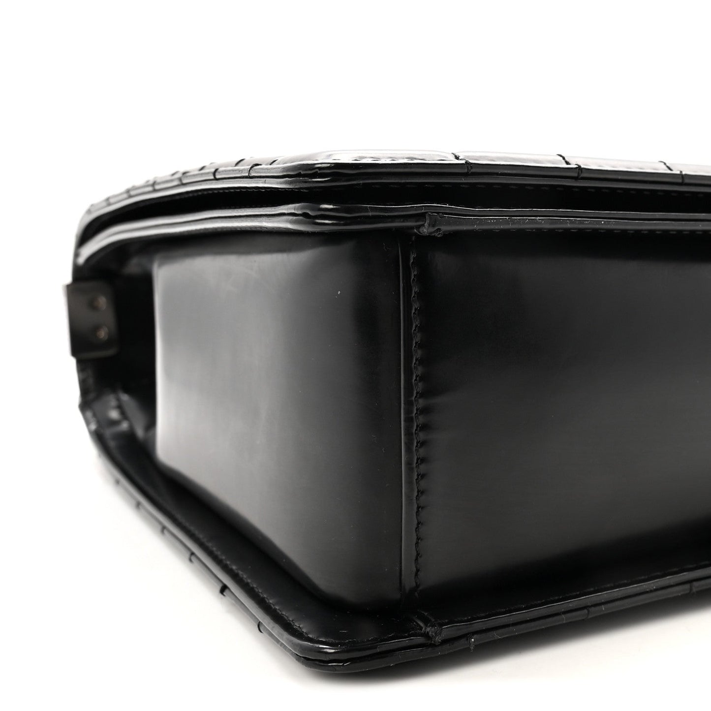 Glazed Calfskin Large Boy Flap Black
