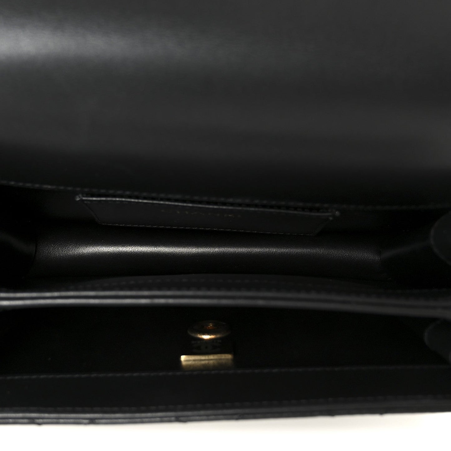 Shiny Calfskin Quilted Mini Metal Top Handle Flap Black