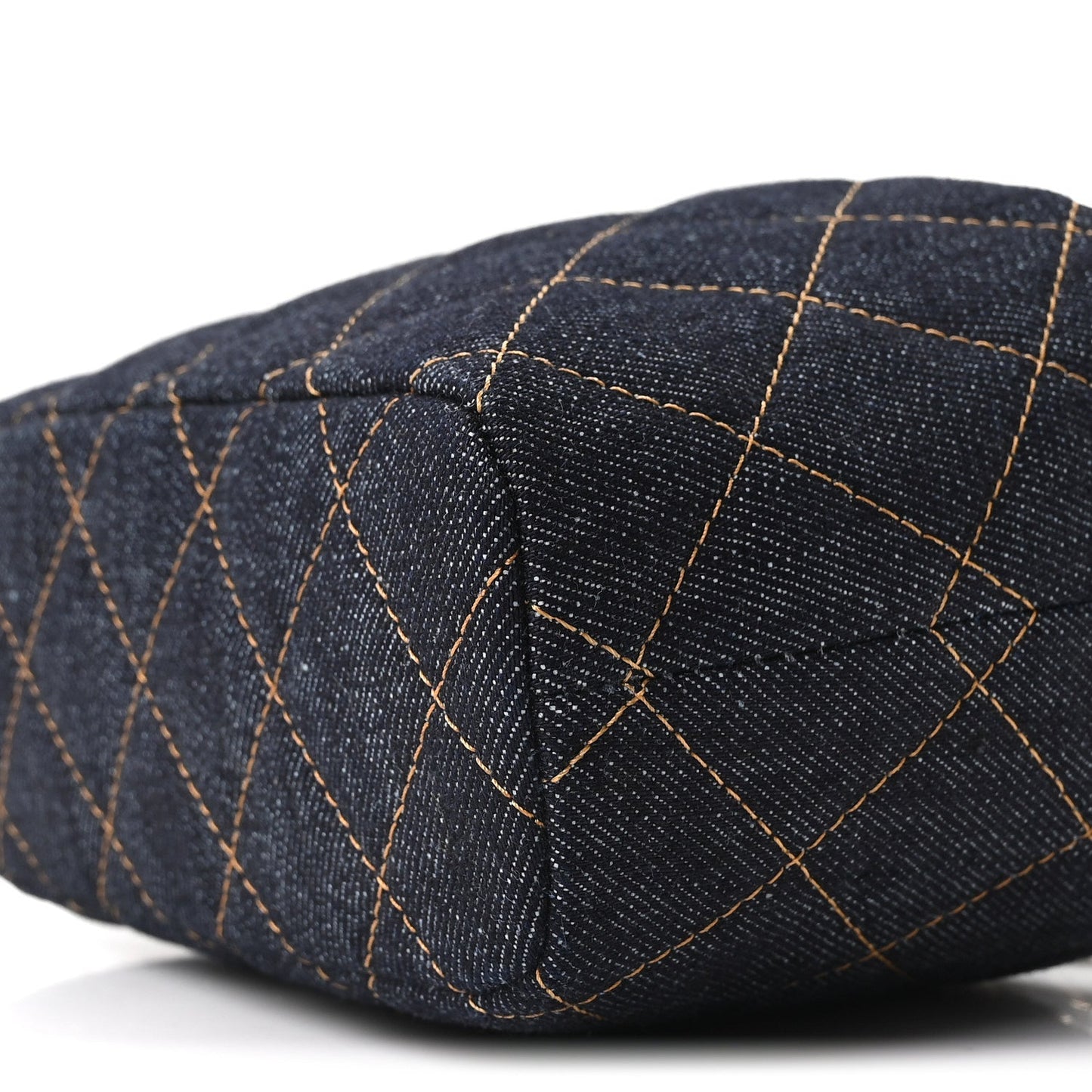 Denim Quilted Hobo Clutch With Chain Dark Blue Orange