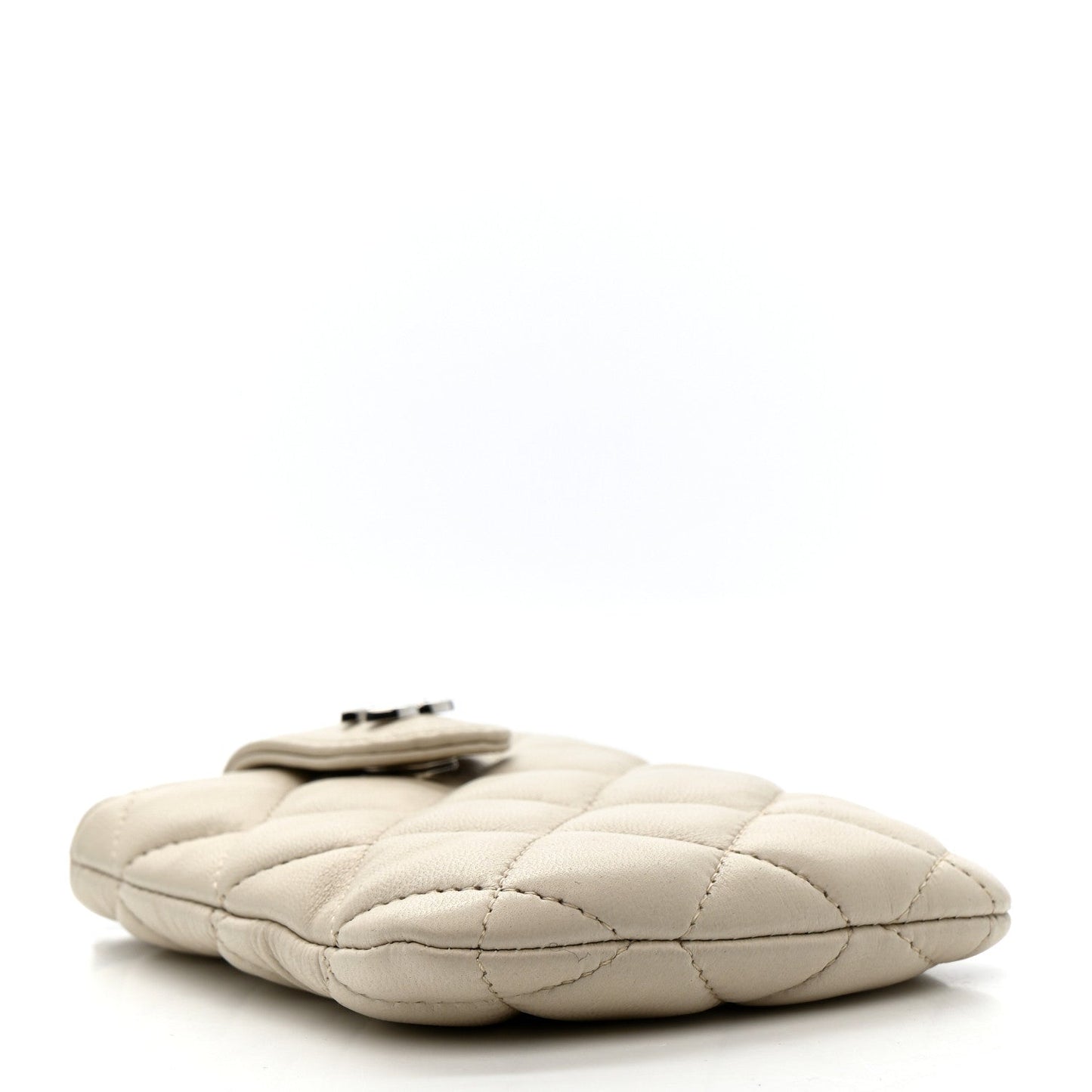 Lambskin Quilted Phone Holder On Chain White