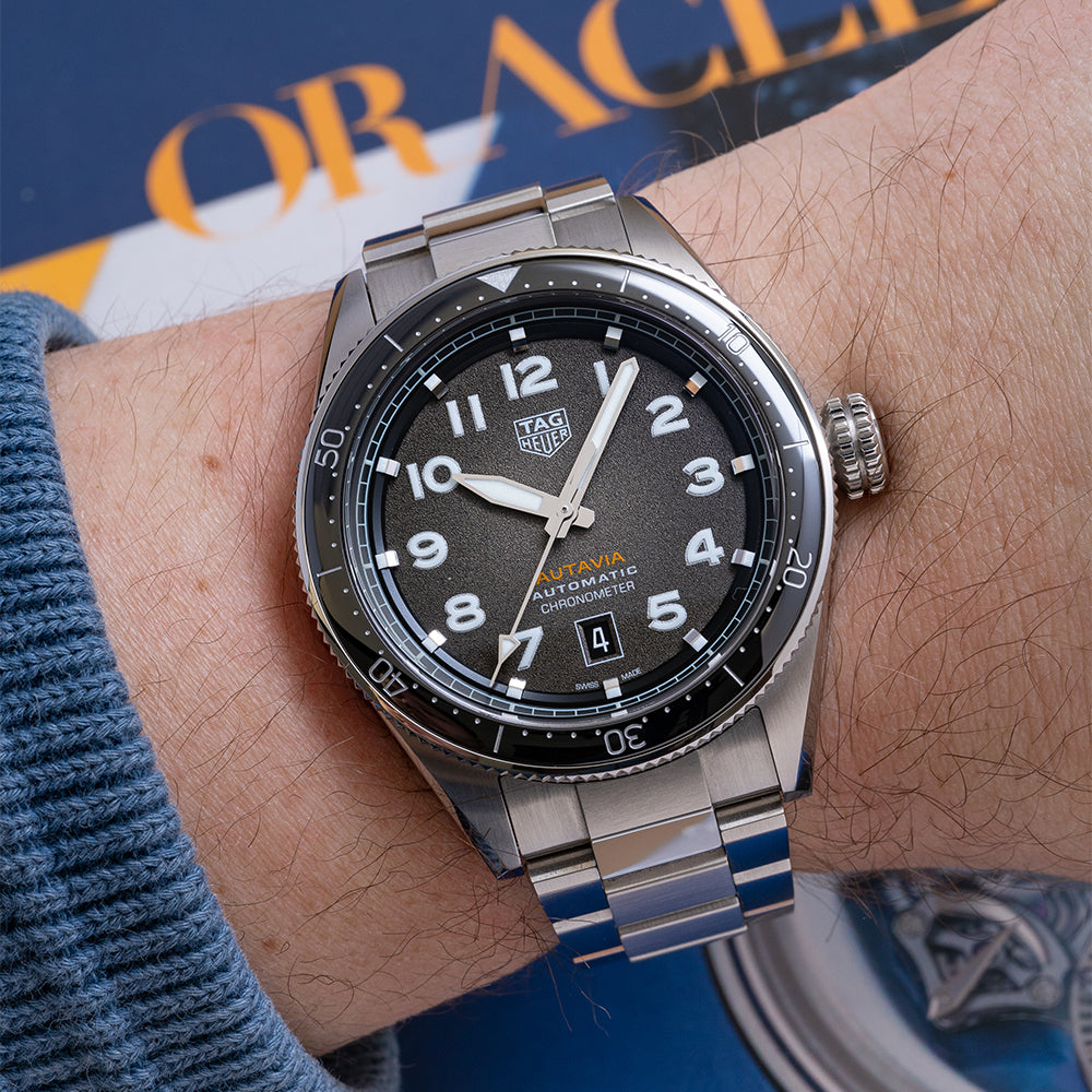 Tag Heuer Autavia Automatic Grey Dial Silver Steel Strap Watch for Men - WBE5114.EB0173