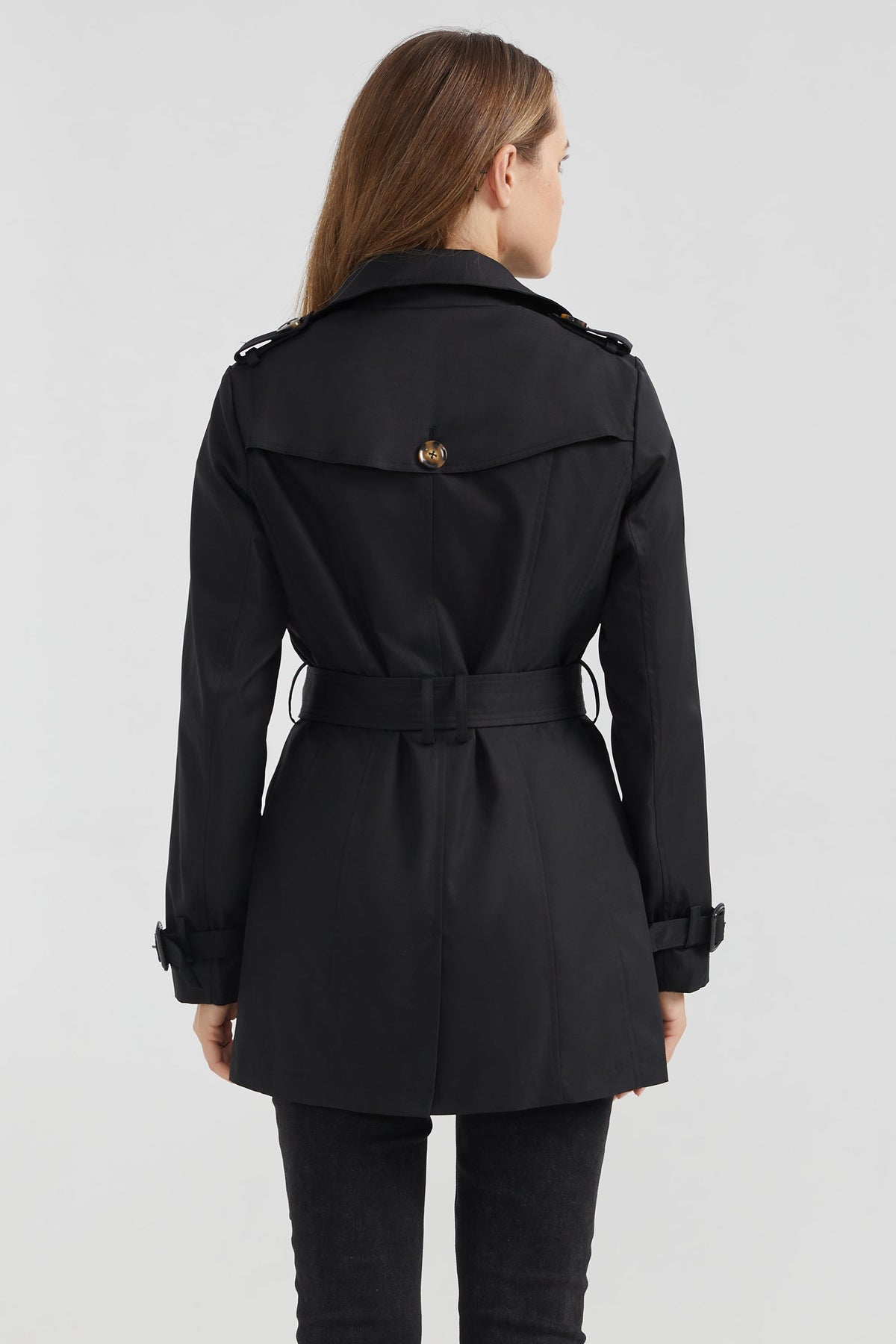 3/4 Double-Breasted Short Trench Coat