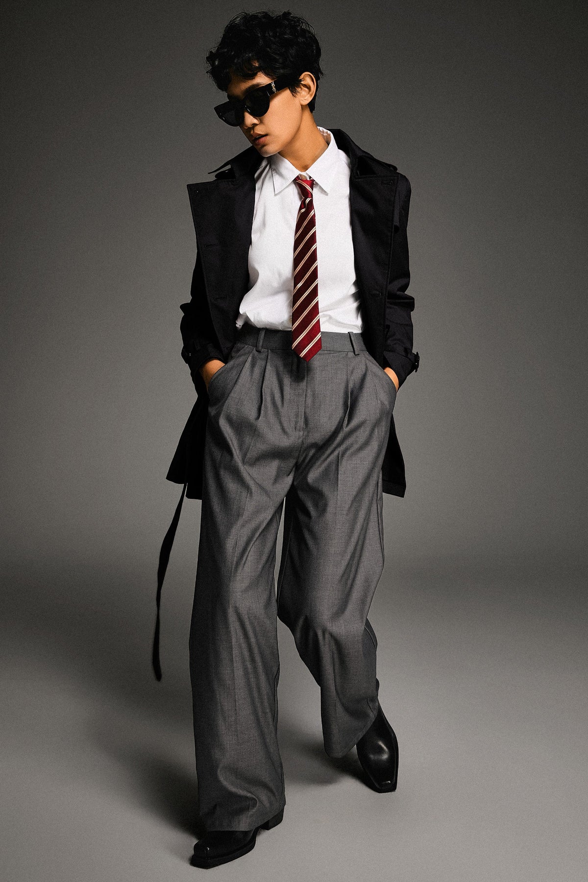 3/4 Double-Breasted Short Trench Coat