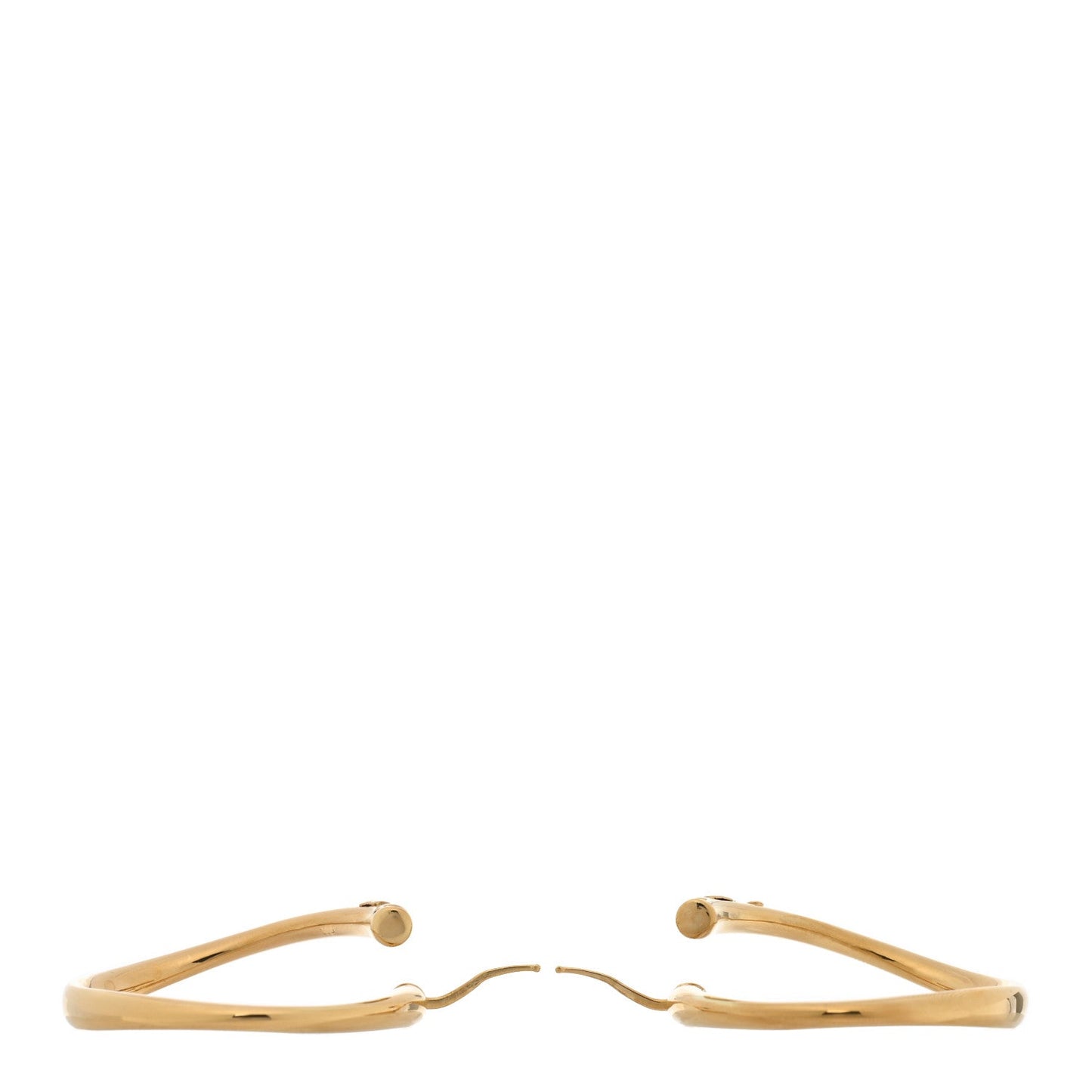 18K Yellow Gold Contoured Round Hoop Earrings