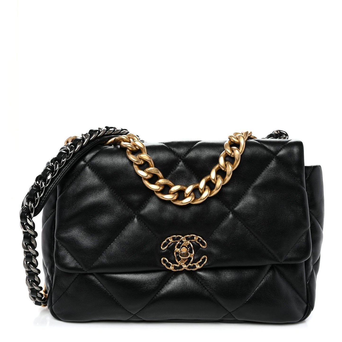 Lambskin Quilted Large Chanel 19 Flap Black