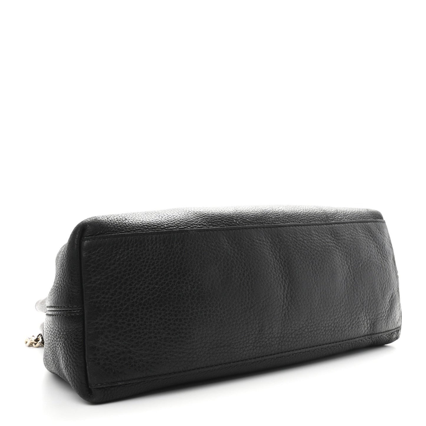 Pebbled Calfskin Medium Soho Chain Shoulder Bag Black