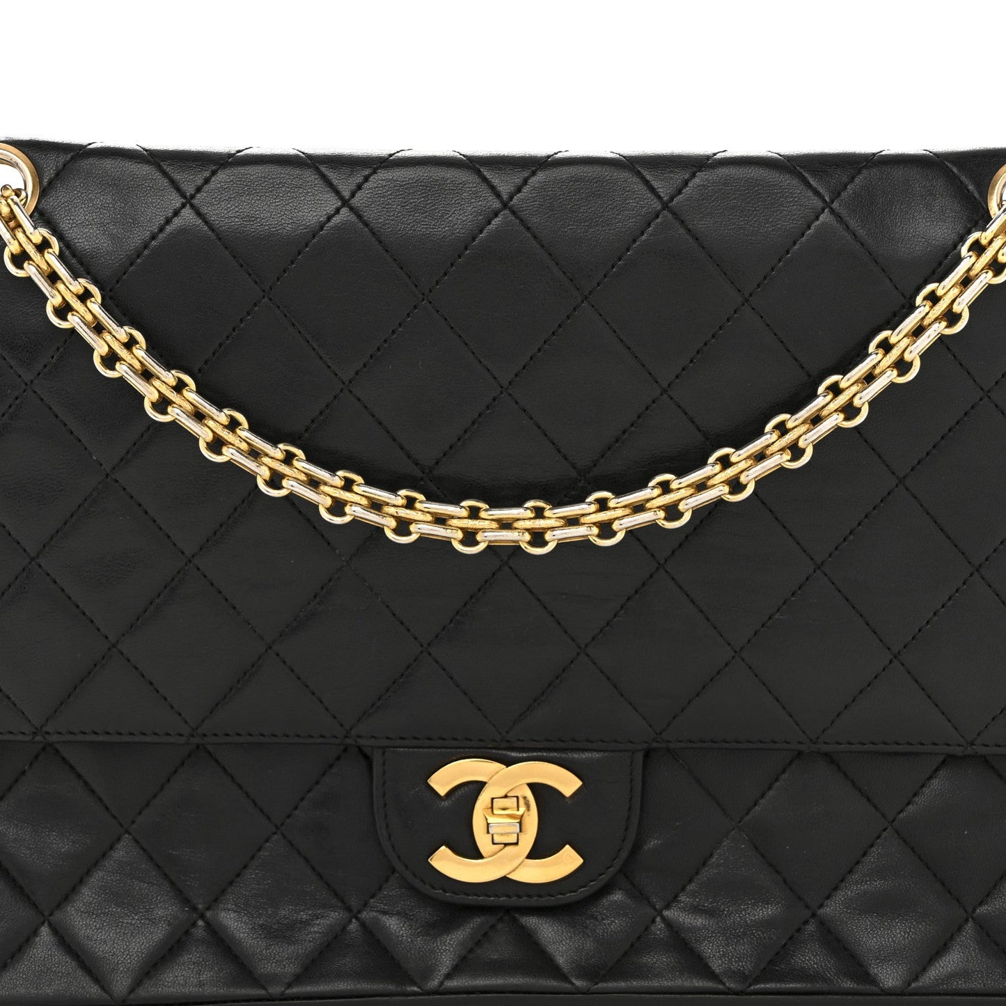 Lambskin Quilted Small Double Flap Black