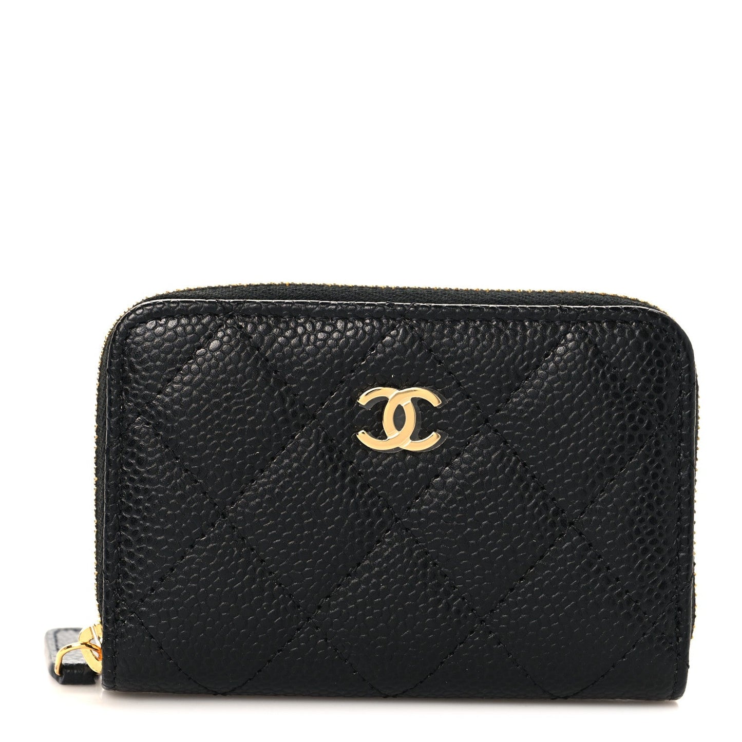 Caviar Quilted Zip Coin Purse Black