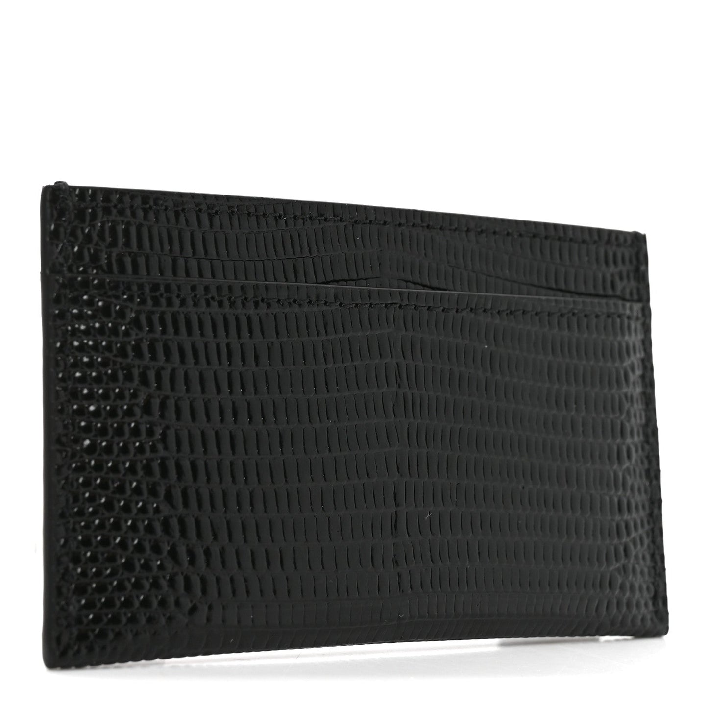 Calfskin Lizard Embossed Card Holder Black