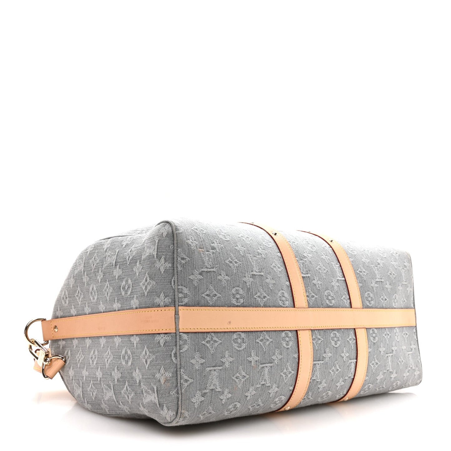 Denim Monogram Studded Keepall Bandouliere 45 Cloudy Grey