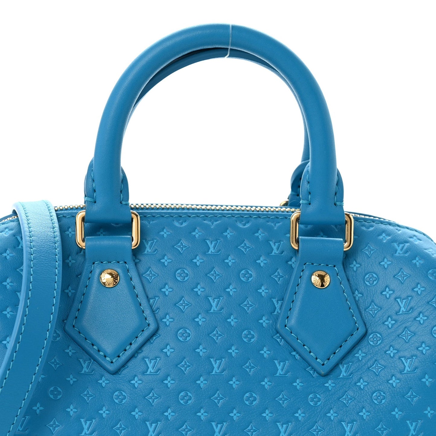Calfskin Nanogram Embossed Speedy Bandouliere 20 Blue