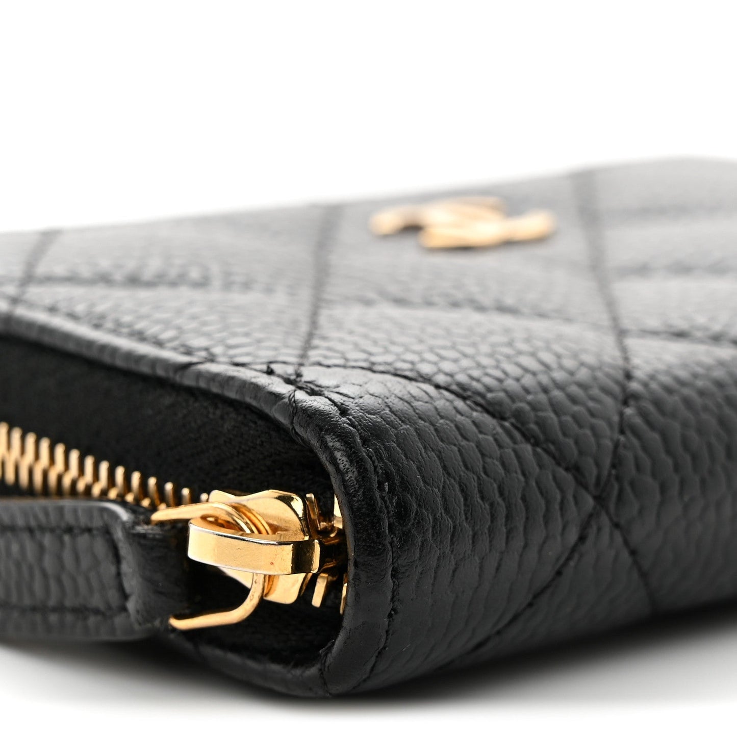 Caviar Quilted Zip Coin Purse Black