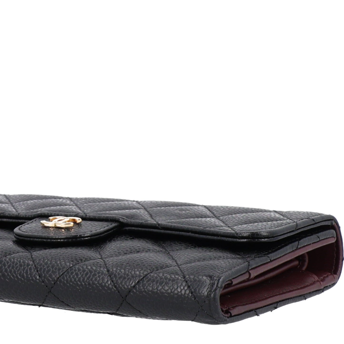 Caviar Quilted Large Flap Wallet Black